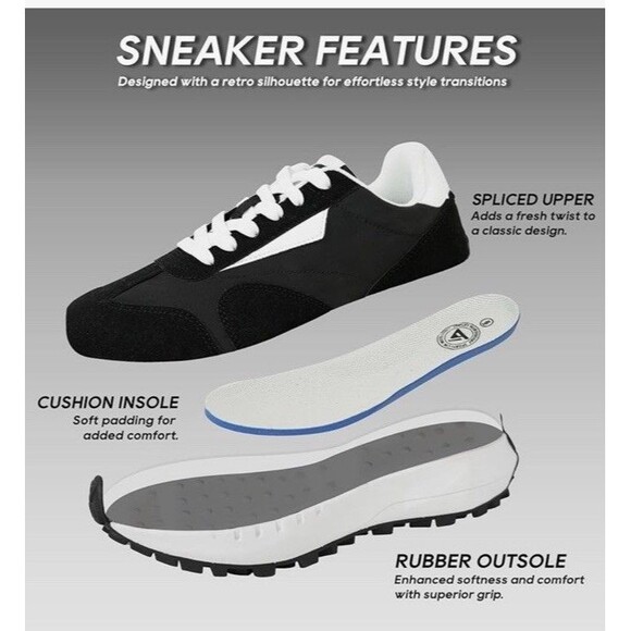 Women Fashion Sneakers Breathable Lace-Up Tennis Running Shoes Black Size 7 NWB - Picture 12 of 16